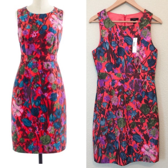 J. Crew Dresses & Skirts - NWT J. Crew Flame Floral Jacquard Dress Sleeveless